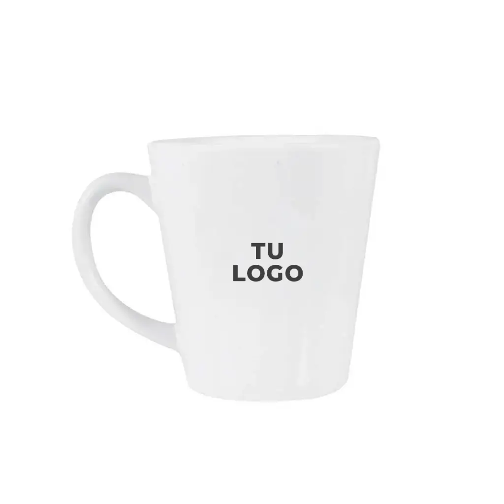 Taza de cerámica blanca cónica