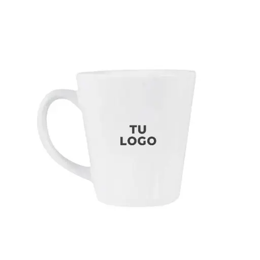 Taza de cerámica blanca cónica