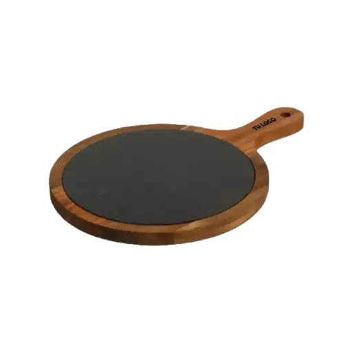 Tabla Redonda de Acacia y Laja Ardesia Grande